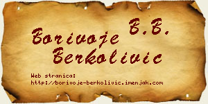 Borivoje Berkolivić vizit kartica